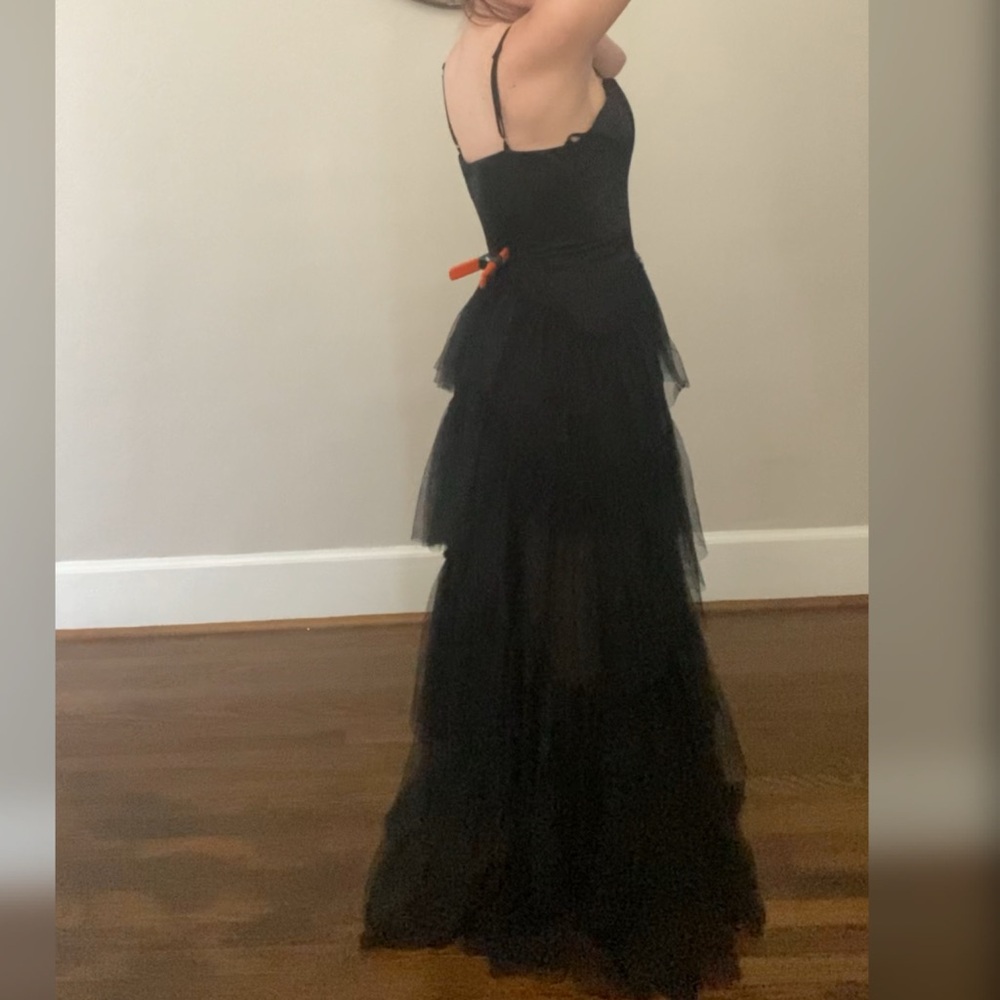 Black corset tiered ruffle prom dress with - Picture 3 of 4